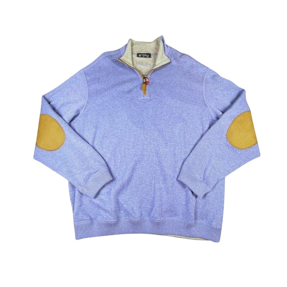 NWT Daniel Cremieux Mens Blue Elbow Patch Ribbed 1/4 Zip Reversible Sweater XL